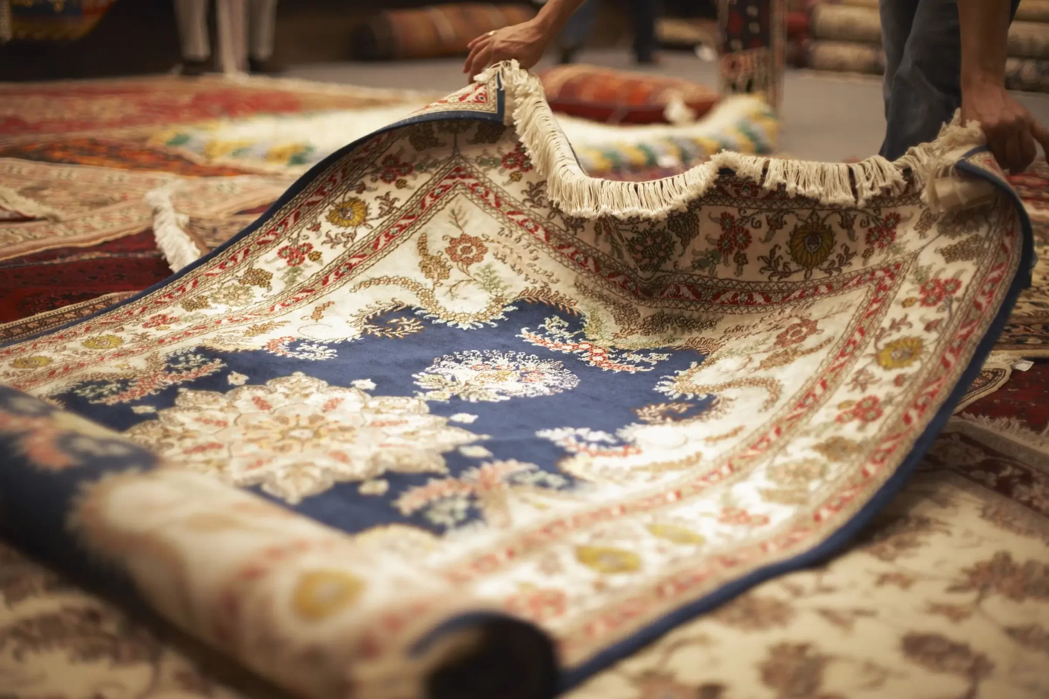 hand-knotted carpet washing a rug with professional practices